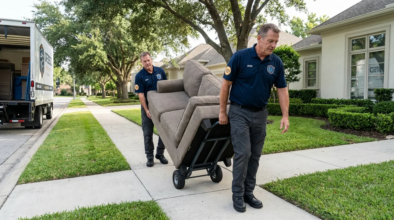 Local residential moving crew loading furniture in Wynnewood, OK